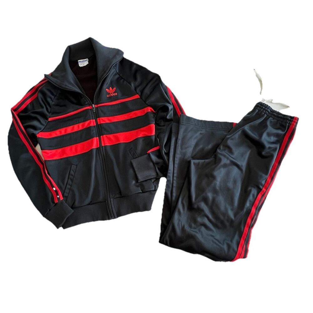 Vintage Adidas Track Suit 90s Red Black Made In USA Size Small Women’s